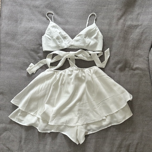Lulus Dresses & Skirts - Lulus White Two-Piece Skort Bralette Set
